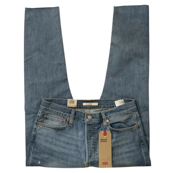 Levis Red Tab Jeans Womens 32 Wedgie Skinny High Rise Mid Wash Streetwear Denim - Picture 5 of 13